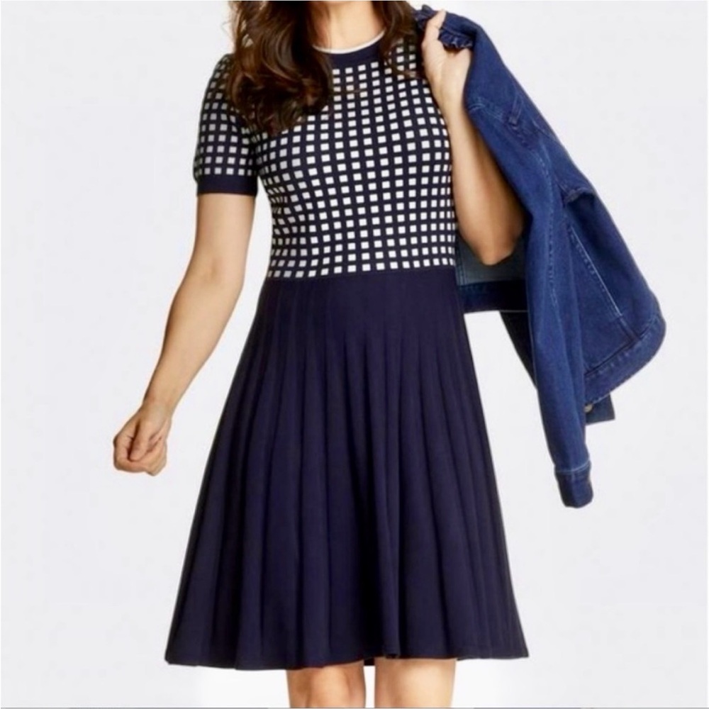 Draper James Navy Gingham Sweaterdress